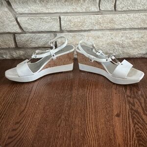 Franco Sarto White and Silver Open-toe Platform Heels Size 8M